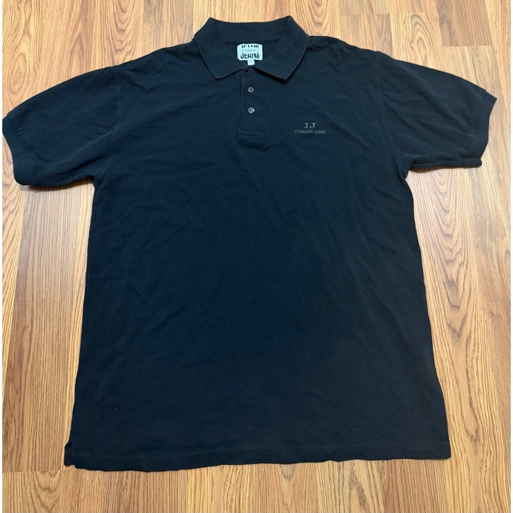 Iceberg Jeans Polo Shirt Mens Extra Large IJ Logo Black Made Italy